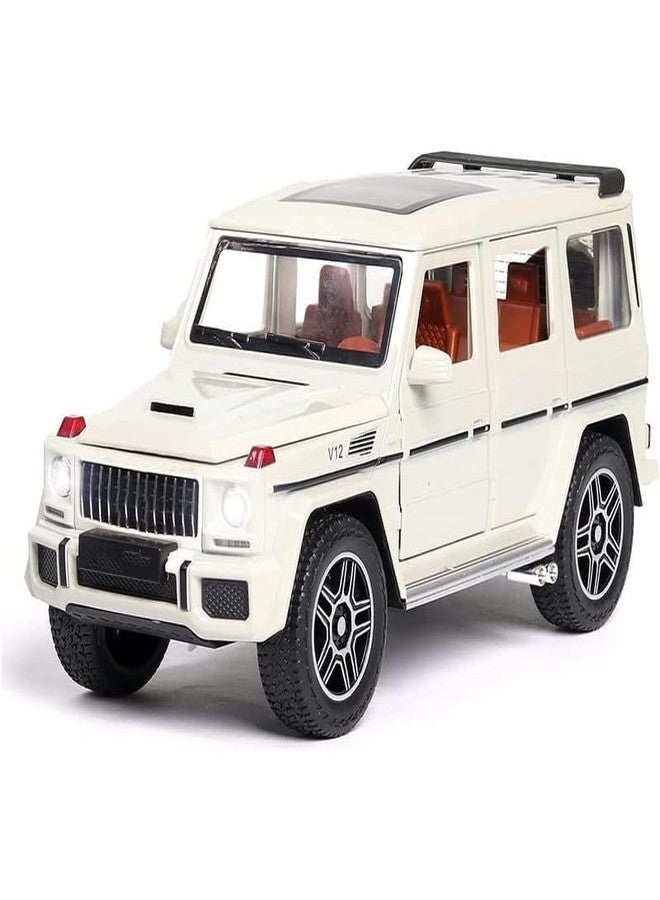 سيارة DUWOL الجديدة من نوع G Wagon بمقياس 1:24 مصنوعة من سبيكة معدنية مصبوبة، تعمل بالسحب للخلف، مزودة بأبواب قابلة للفتح وموسيقى وأصوات وأضواء، لعبة سيارة للأطفال الأولاد (أبيض) - Image 1